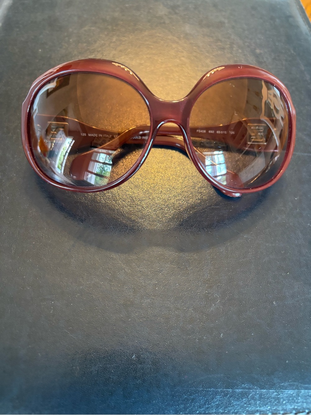 VTG Fendi FS408 Oversized Acetate Sunglasses Cherry Red Burgundy, made in Italy - Picture 7 of 7